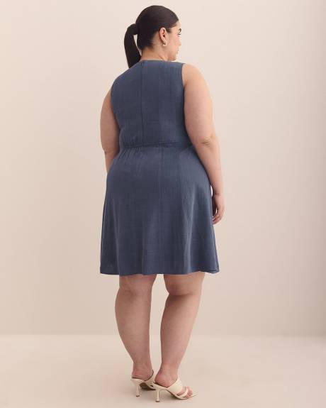 Sleeveless Fit and Flare Dress with Seam Details