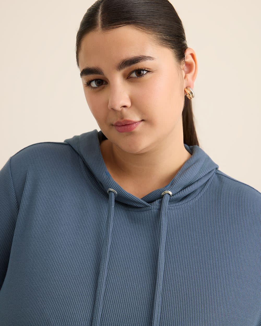 Long-Sleeve Waffle Knit Hoodie Long-Sleeve Waffle Knit Hoodie