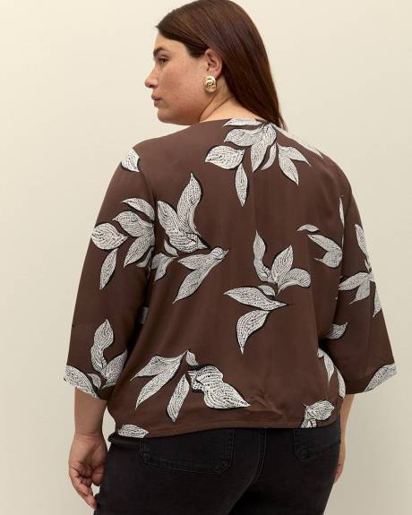 Responsible, V-Neck Blouse with Front Knot