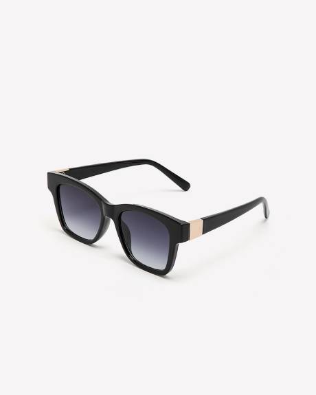 Black Round Sunglasses with Golden Arm Detail