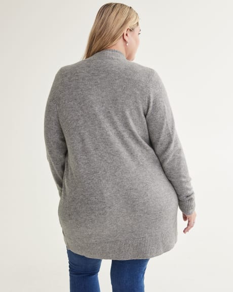 Tunic Length Cardigan With Front Pockets