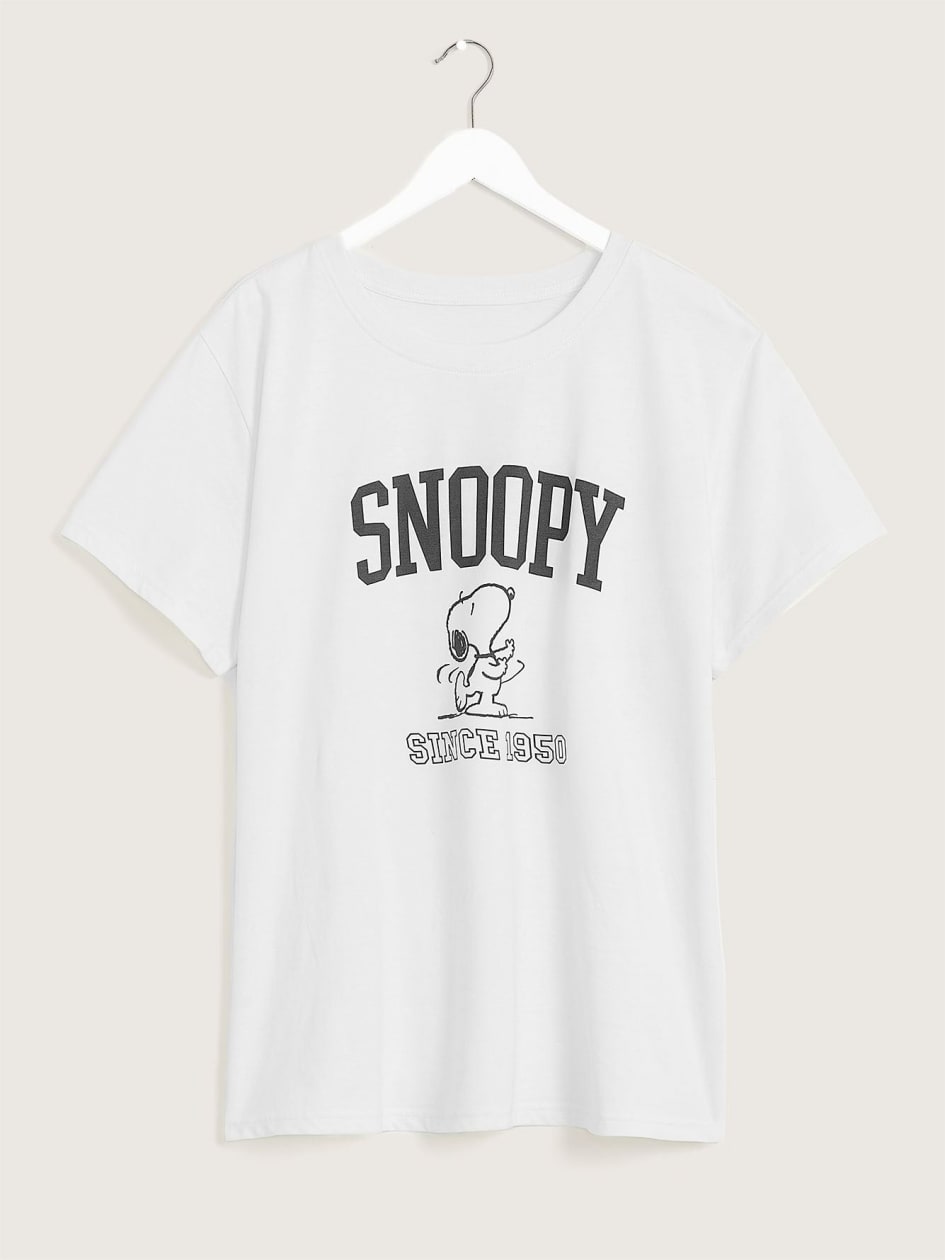 Short-Sleeve License T-Shirt with Snoopy Print