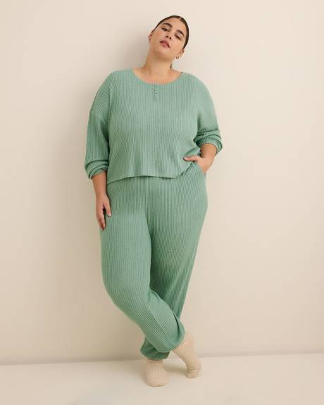 Haut de pyjama court à manches longues en tricot gaufré - ti Voglio