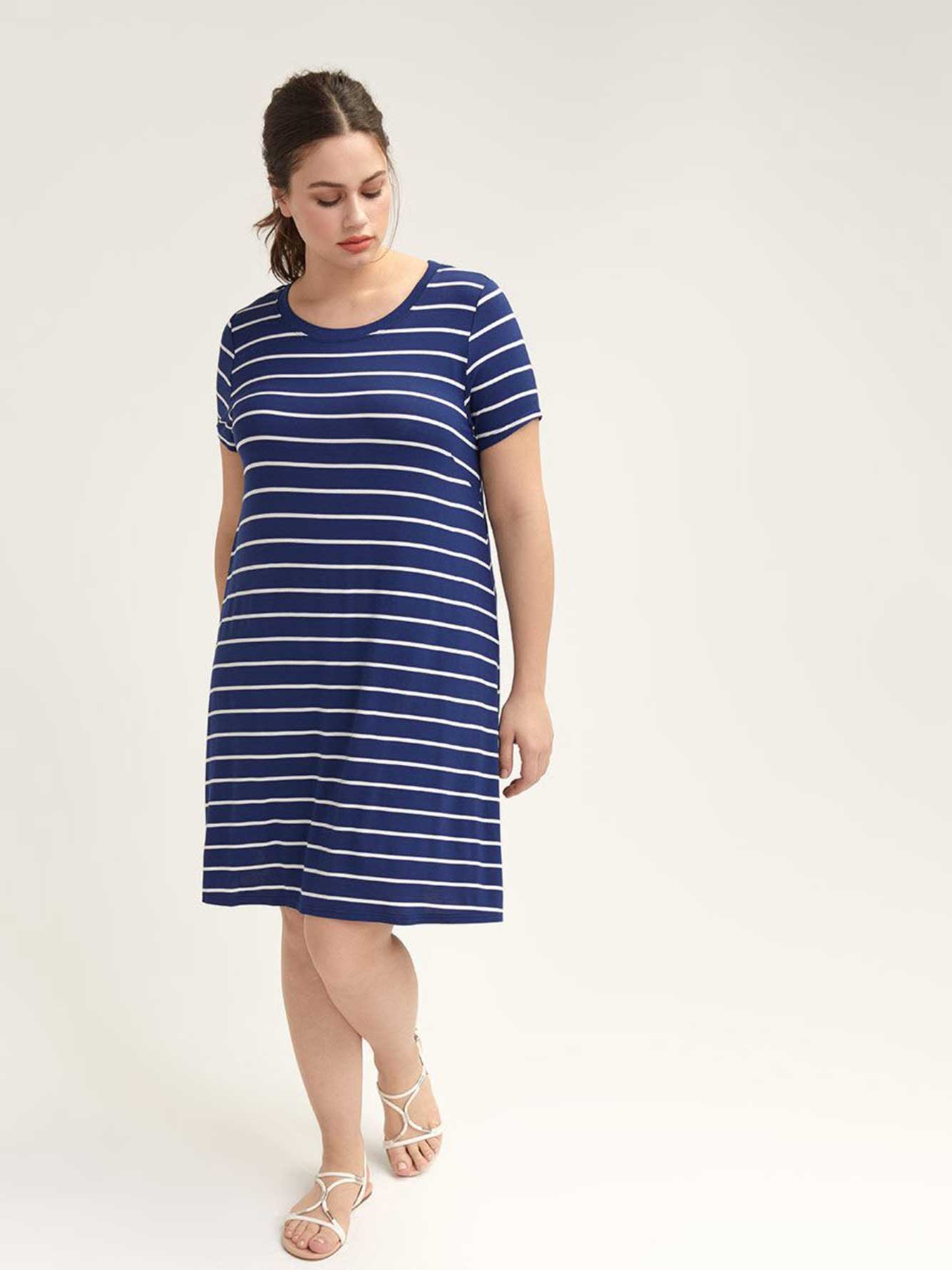 striped t shirt dress plus size
