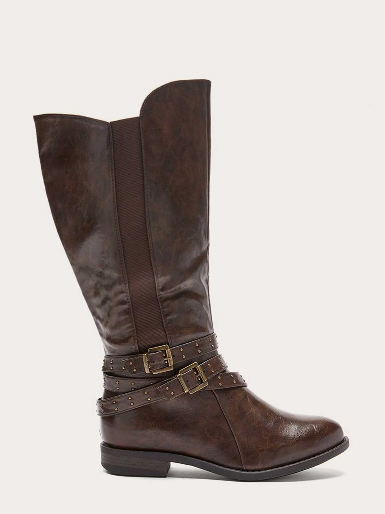 Extra Wide Calf Tall Boots with Buckles and Studs Penningtons