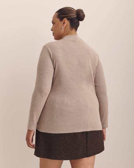 Ribbed Long-Sleeve Mock-Neck Top