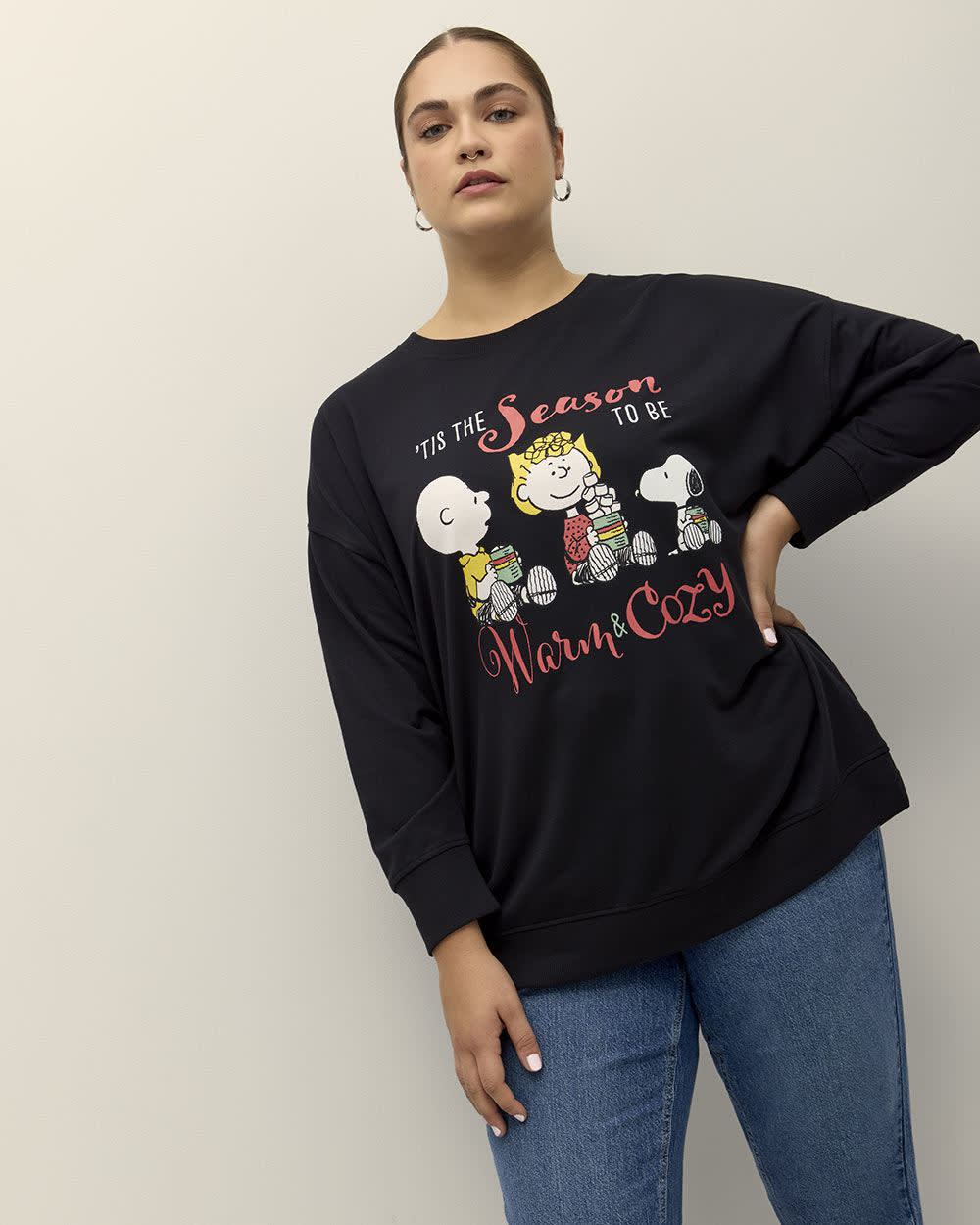 Black Crewneck Sweatshirt with Snoopy Print Penningtons