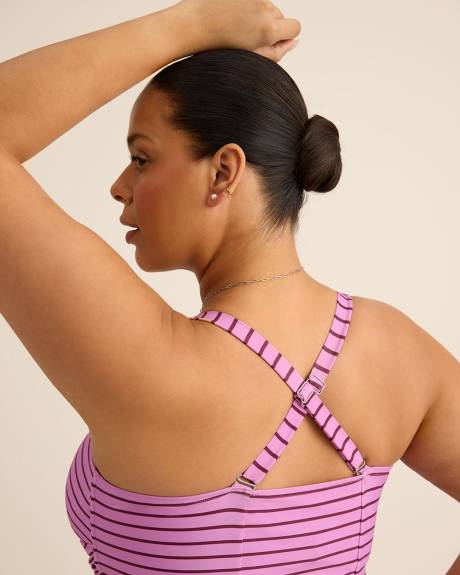 Bikini violet croisé à rayures