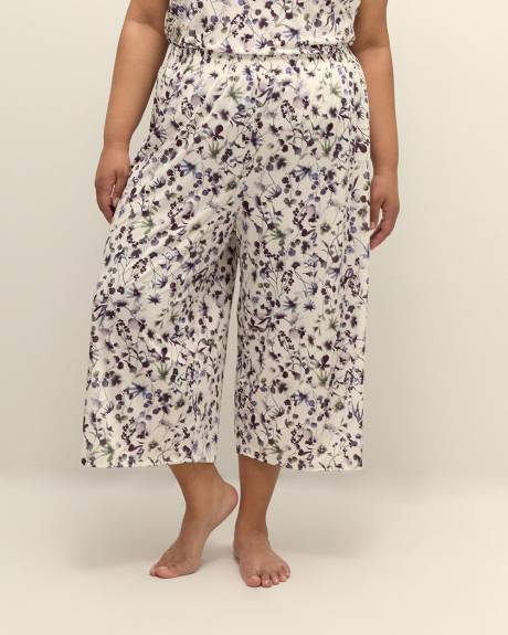 Pantacourt de pyjama fleuri en satin - Déesse Collection