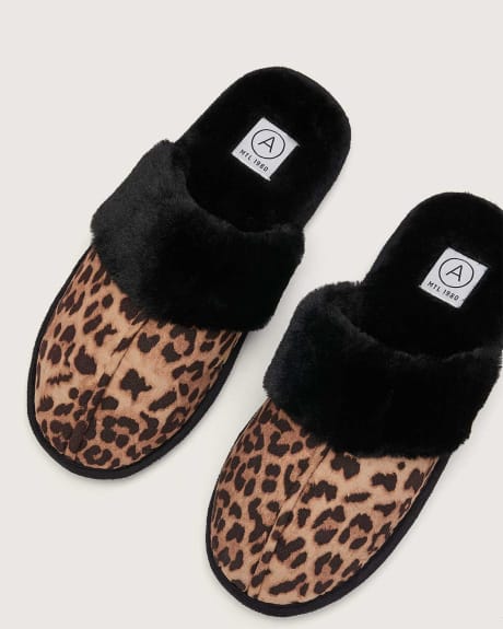 Extra Wide Width Faux-Fur Slippers - Addition Elle