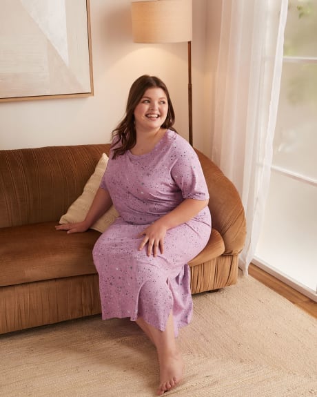 Robe de nuit longue en jersey imprimé - tiVOGLIO