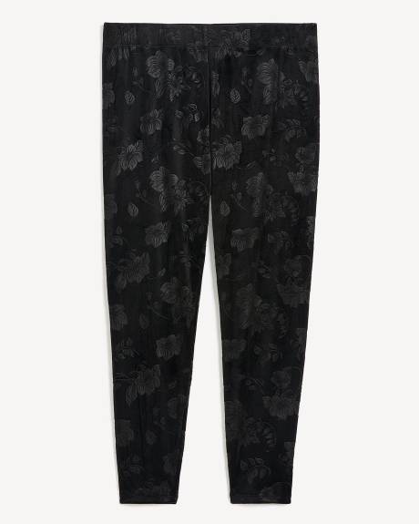 Black Velvet Fashion Legging with Floral Texture - PENN. Essentials