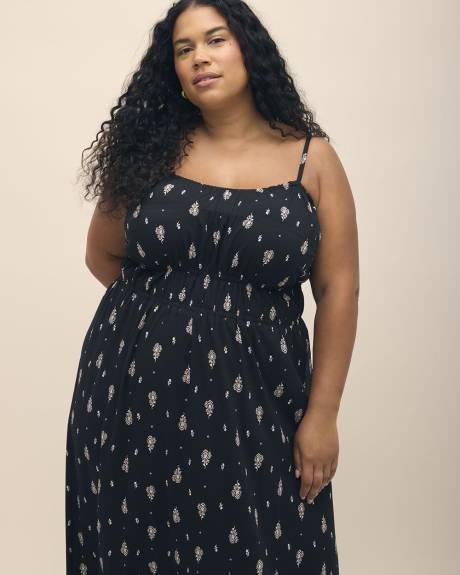 Robe longue imprimée sans manches, tissu responsable