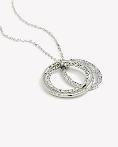 Long Necklace with Paper Glitter Pendant Rings