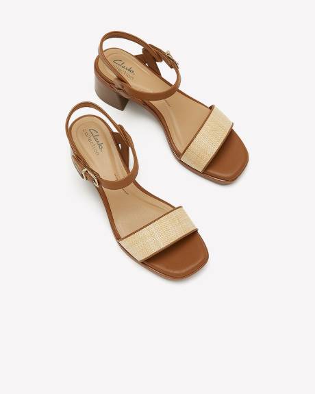 Wide Width, Tan Block-Heel Jaylan Ray Sandal - Clarks