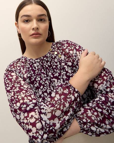 Floral Swing Blouse with Raglan Sleeves