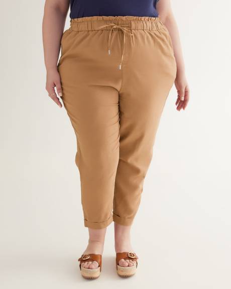 Linen Blend Tapered-Leg Pull-On Pant