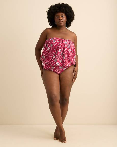 Haut tankini imprim&eacute; flatteur &agrave; bretelles convertibles