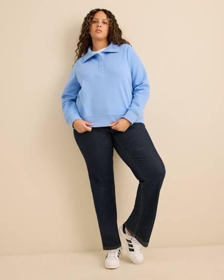 Mock-Neck Fleece Knit Top