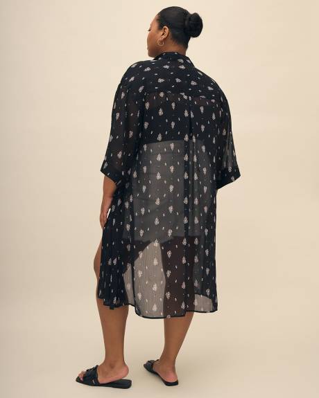 Printed Bracelet-Sleeve Kimono