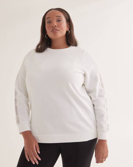 Crewneck Sweatshirt with Crochet Details