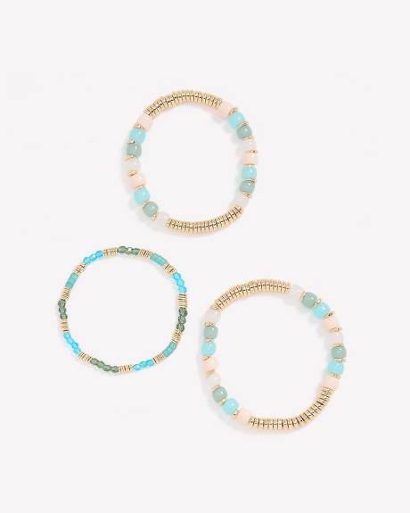 Beaded Elastic Bracelets, Set of 3