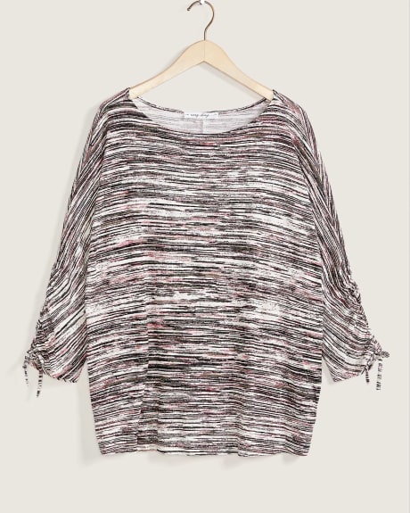 Dolman Sleeve Top With Boat Neck, Printed - In Every Story