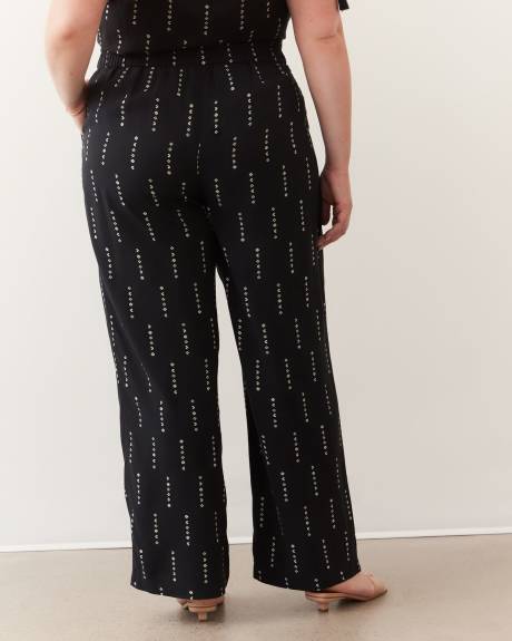 Pantalon imprimé à enfiler avec jambe évasée, tissu responsable