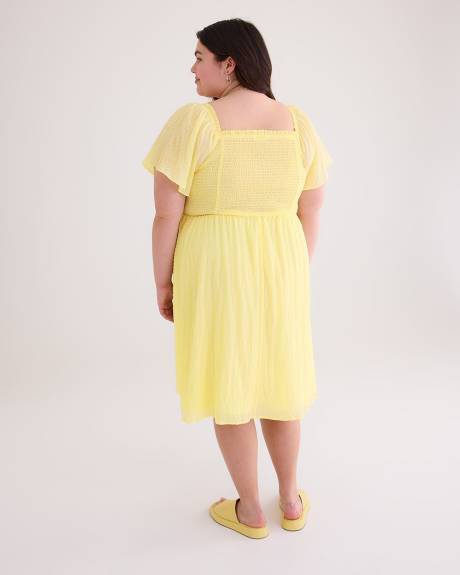 Fit and Flare Square-Neck Dress
