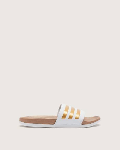 Regular Width, Adilette Comfort Slides with Metallic 3-Stripes - adidas