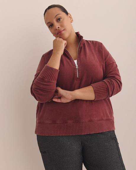 Chandail en coton à enfiler à col montant zippé - Active Zone