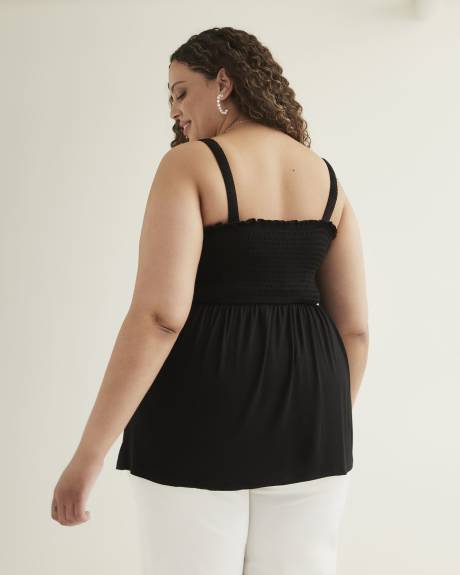Haut noir avec bretelles spaghetti, tissu responsable