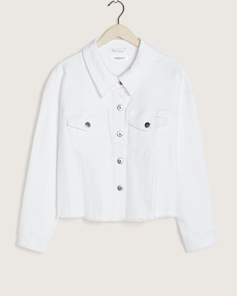 Cropped Denim Jacket, White Denim - Addition Elle | Penningtons