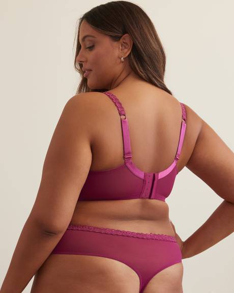 Mesh Underwire Balconette Bra with Lace Trim - Déesse Collection