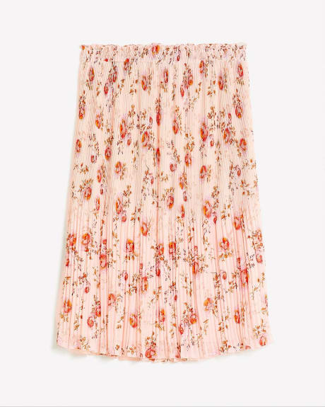 Printed Pull-On Pleated Midi Skirt