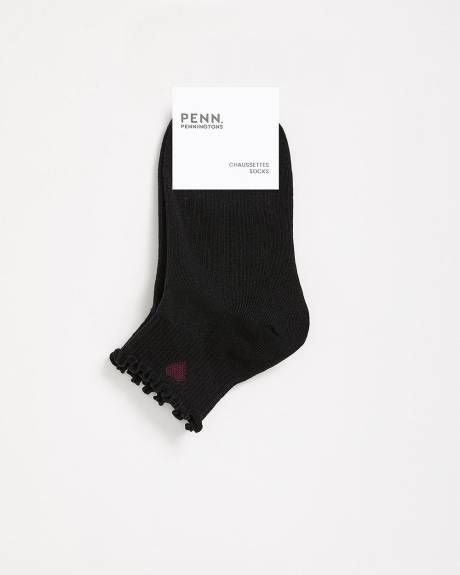 Chaussettes courtes à rebord ondulé avec petit coeur