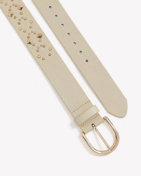 Off-White Belt with Golden Studs