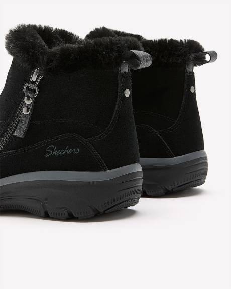 Botte d'hiver noire courte Easy Going, pied large - Skechers