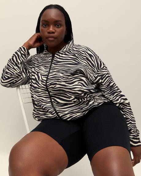 Responsible, Zebra-Print Stretch Bomber Jacket - Active Zone