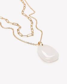 Two-Layer Link Chain with Pink Stone Pendant