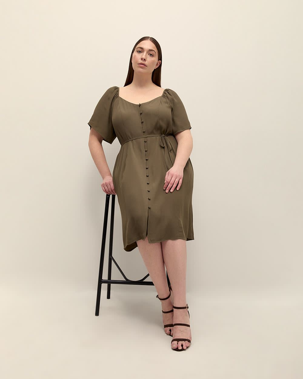 Fit and Flare Buttoned Down Dress - Addition Elle