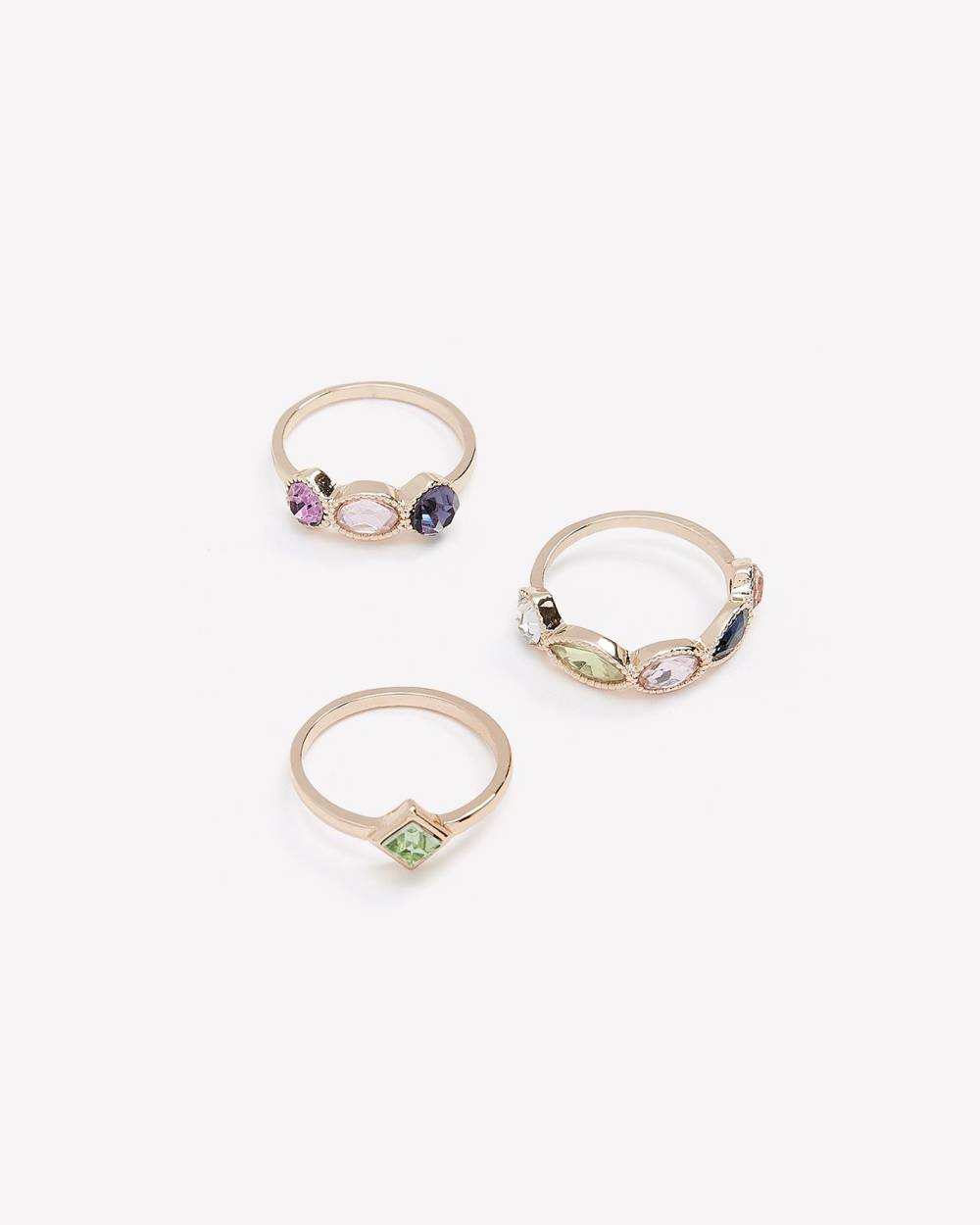Assorted Golden Rings with Coloured Stones, Set of 3 Penningtons