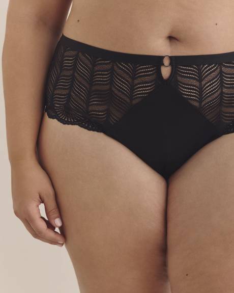 Lace Cheeky Brief with Microfibre at Front - Déesse Collection