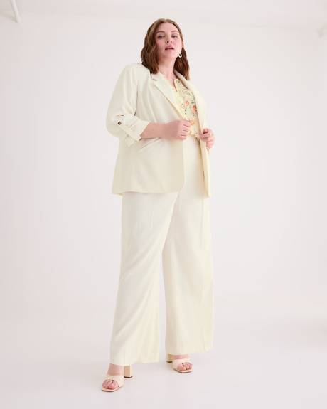 Mao-Collar Blouse with Topstitch Details