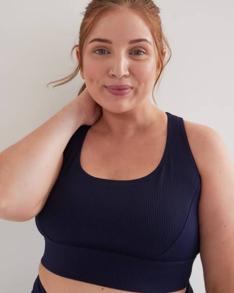 Ribbed Crop Top with Multi-Strap Back - Active Zone