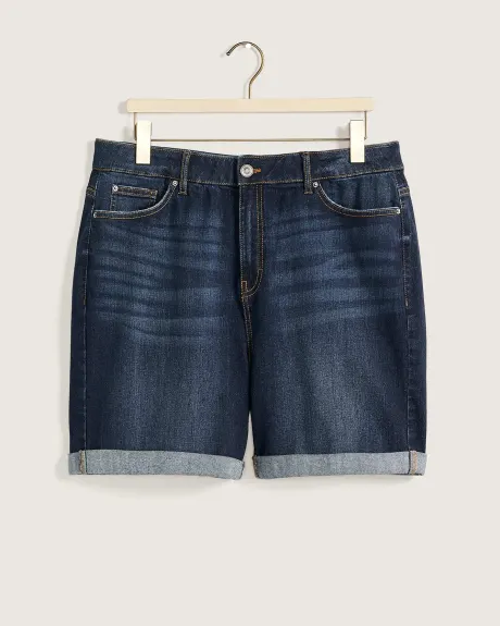 Curvy Fit, Denim Short With Rolled Hem, Dark Wash - d/C Jeans