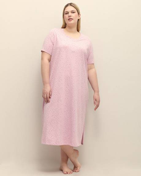 Heart-Print Heather Knit Long Sleepshirt - ti Voglio