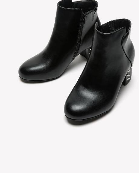 Extra Wide Width, Ankle Booties with Studs on Heel
