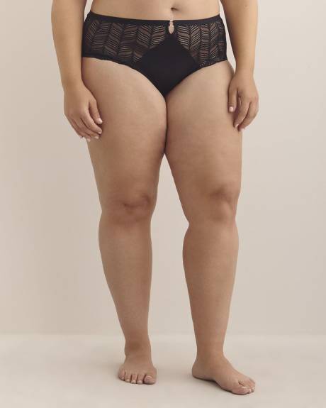 Lace Cheeky Brief with Microfibre at Front - Déesse Collection