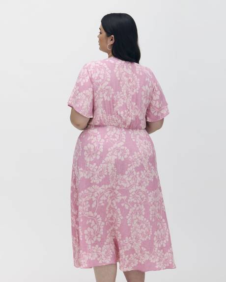 Buttoned Midi Dress with Flutter Sleeves - Addition Elle